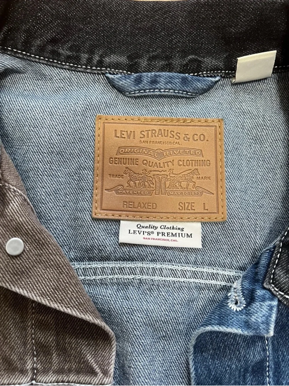 Levi's Premium Men's Type I Relaxed Fit L Trucker Jacket  Champlain Colorblock - Picture 4 of 13
